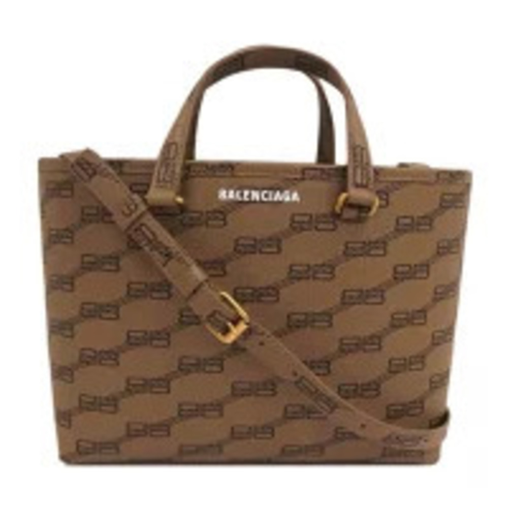 BALENCIAGA Monogram Tote Bag Beige